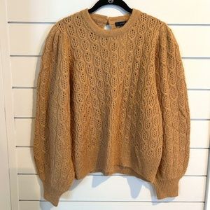 NWT JCrew Balloon Sleeve Cable Knit Sweater Size XL